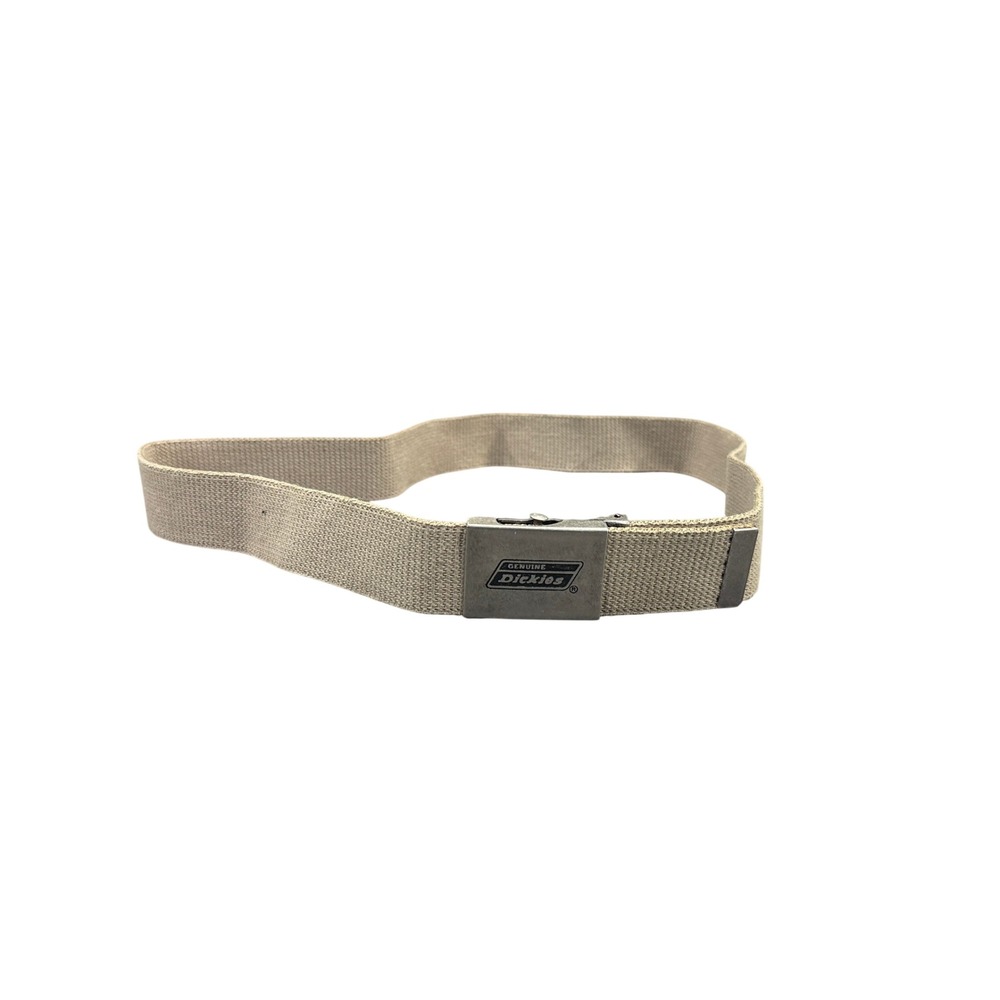 Dickies Web Belt Mens OS Tan Khaki Canvas Military Flip Top Buckle Logo Woven